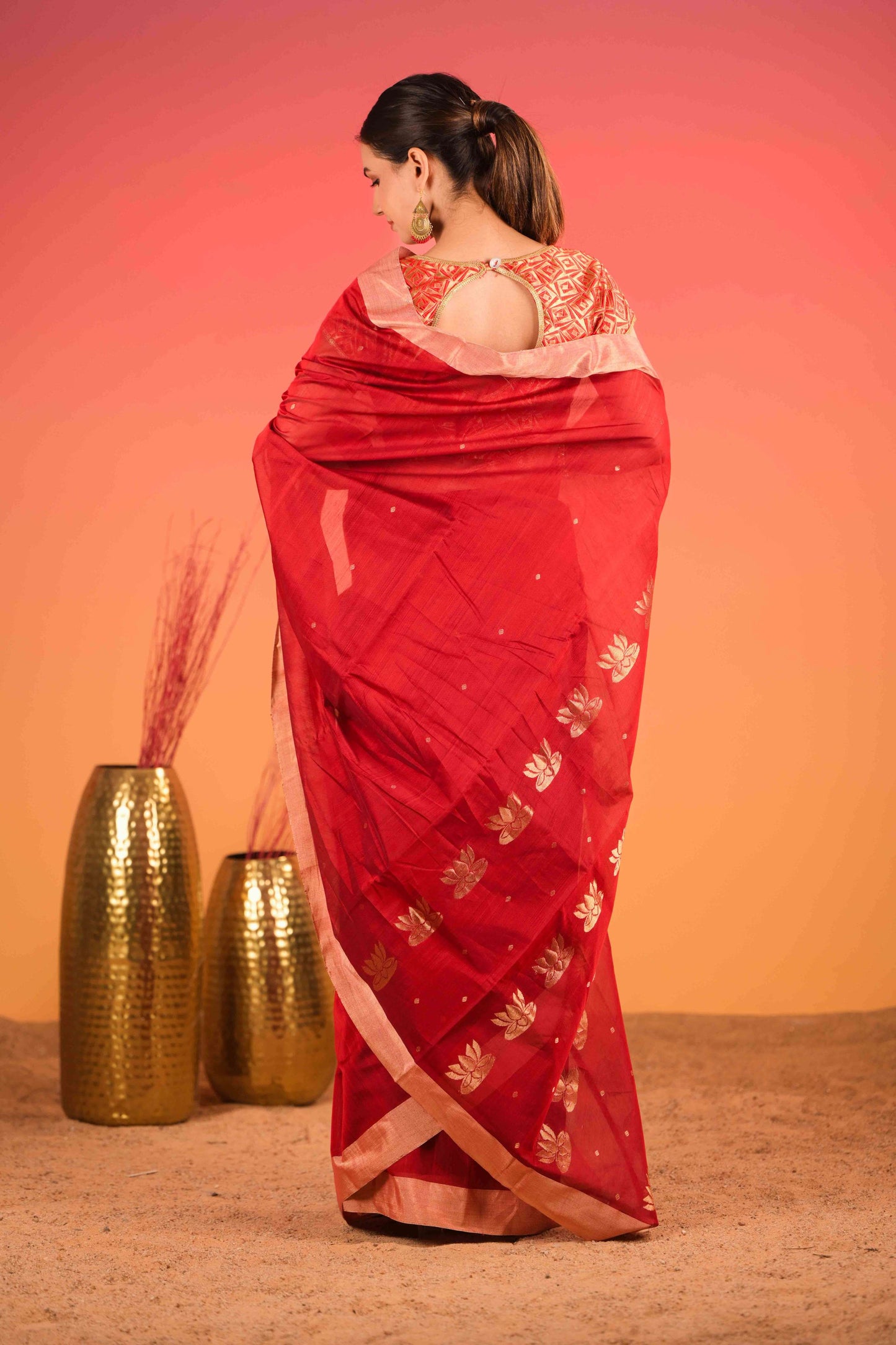 Sunehri Kamalta Chanderi Cotton Silk Saree