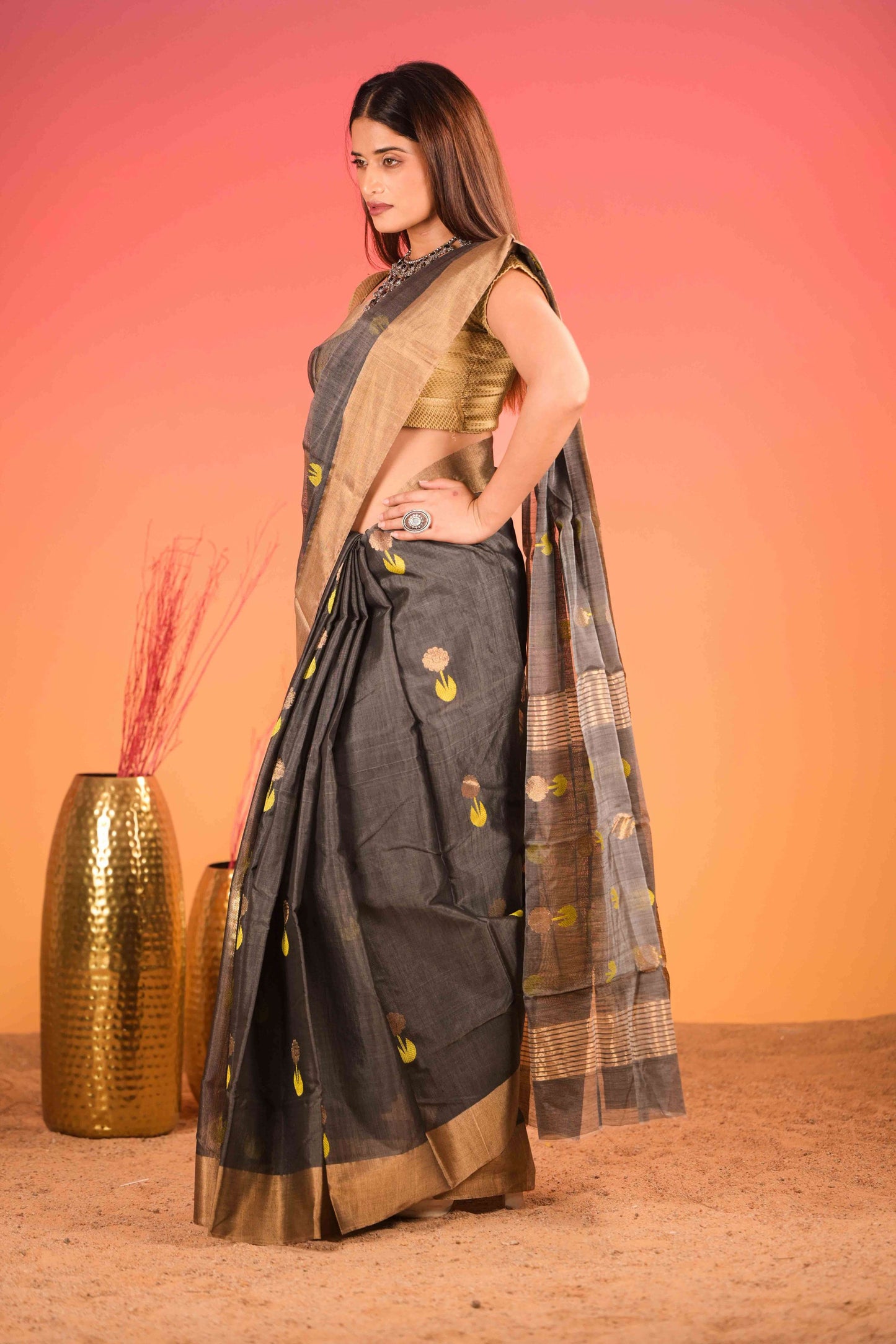 Koyla Gul Chanderi Cotton Silk Saree