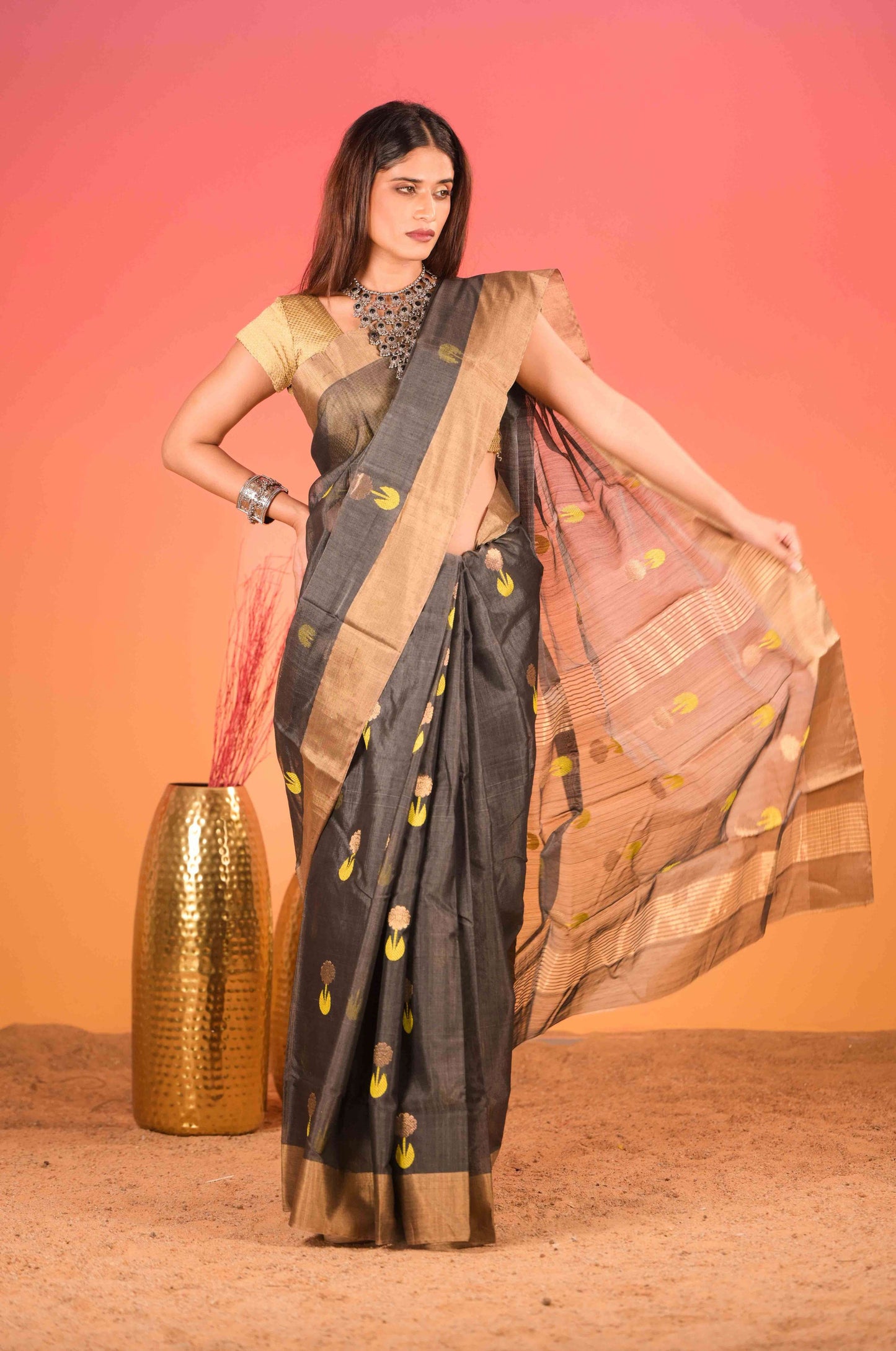 Koyla Gul Chanderi Cotton Silk Saree