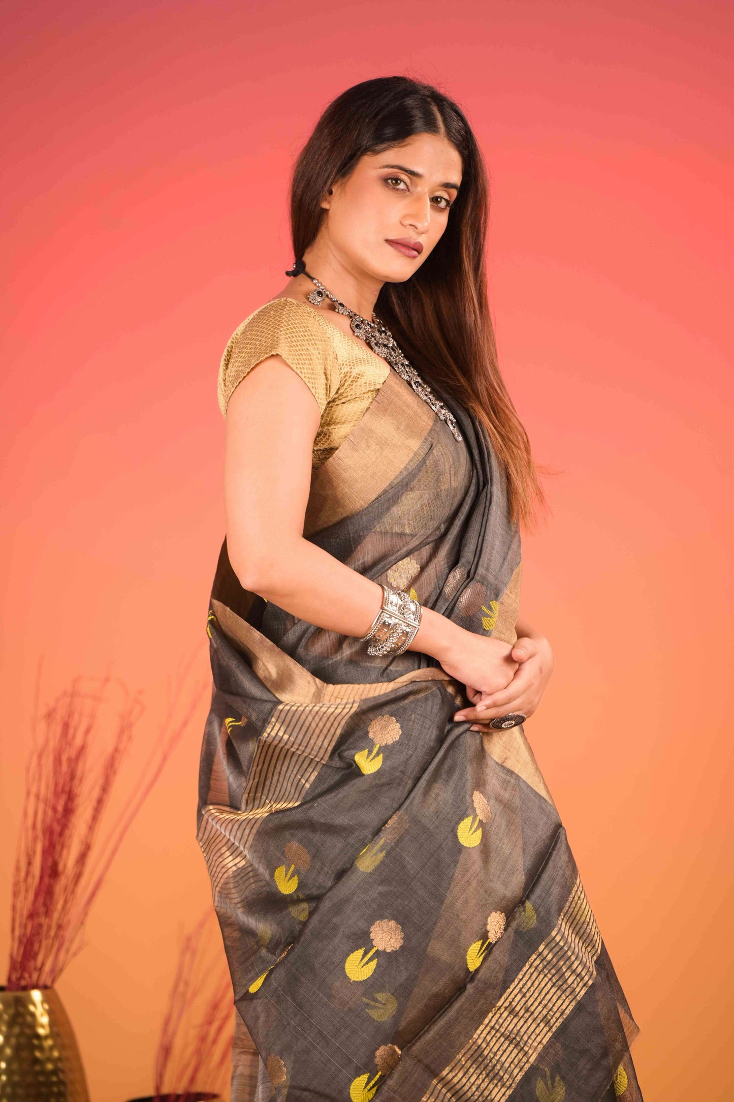 Koyla Gul Chanderi Cotton Silk Saree