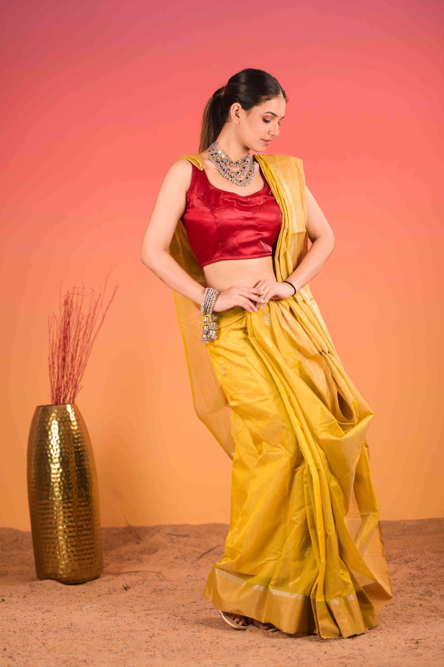 Haldi Chandni Chanderi Cotton Silk Saree