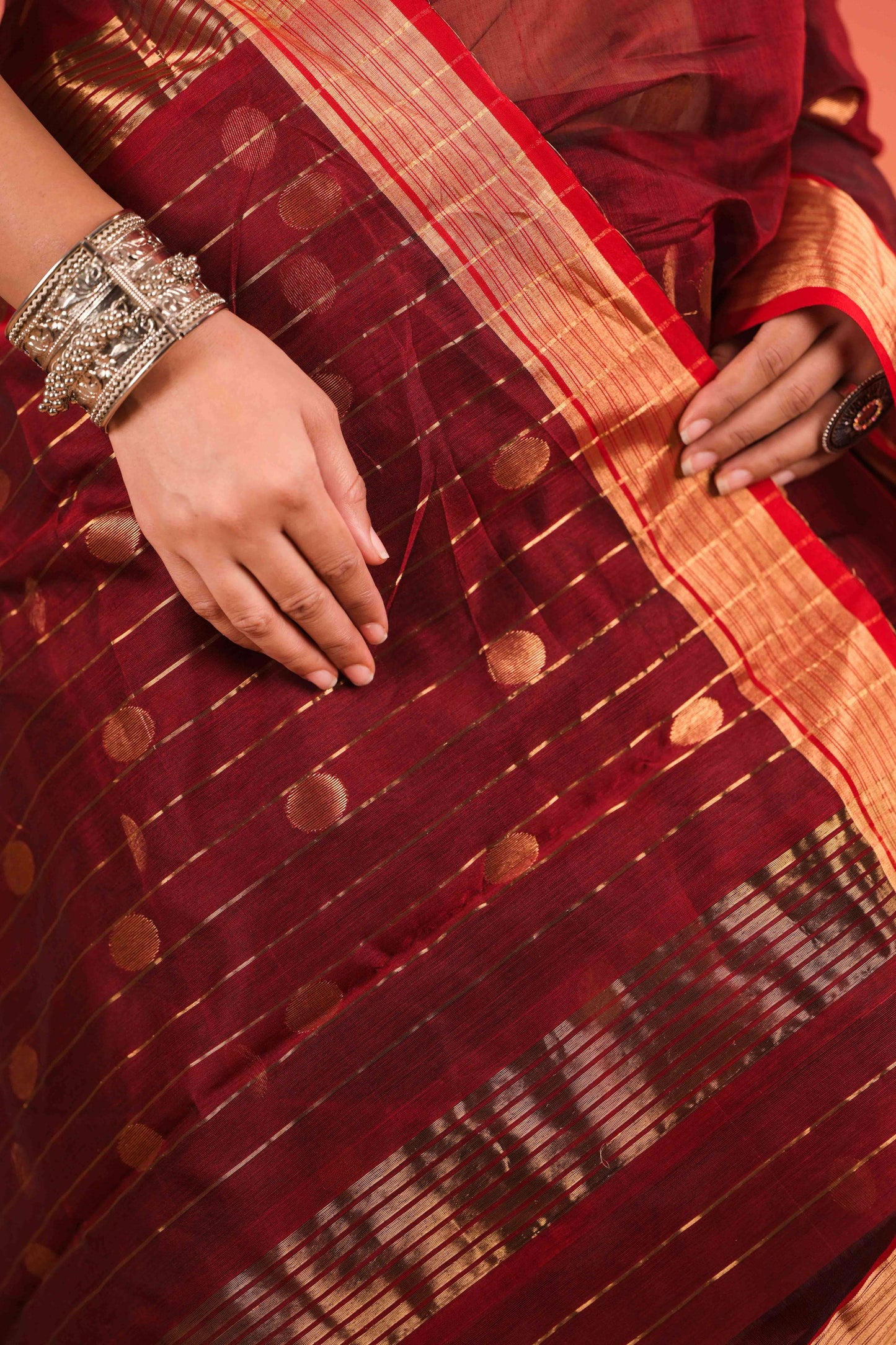 Surkh Bindu Chanderi Cotton Silk Saree