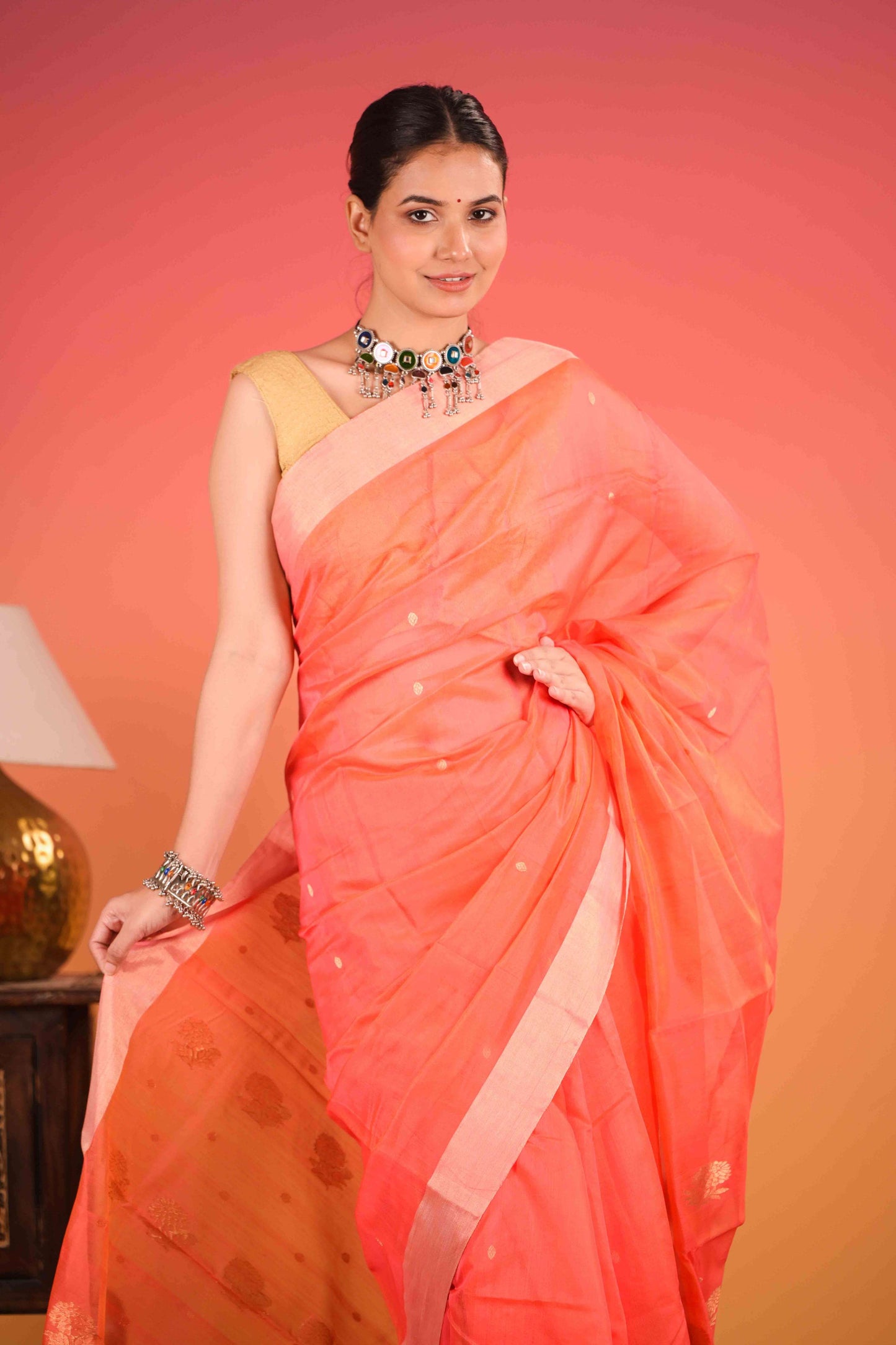 Aruna Nila Chanderi Cotton Silk Saree