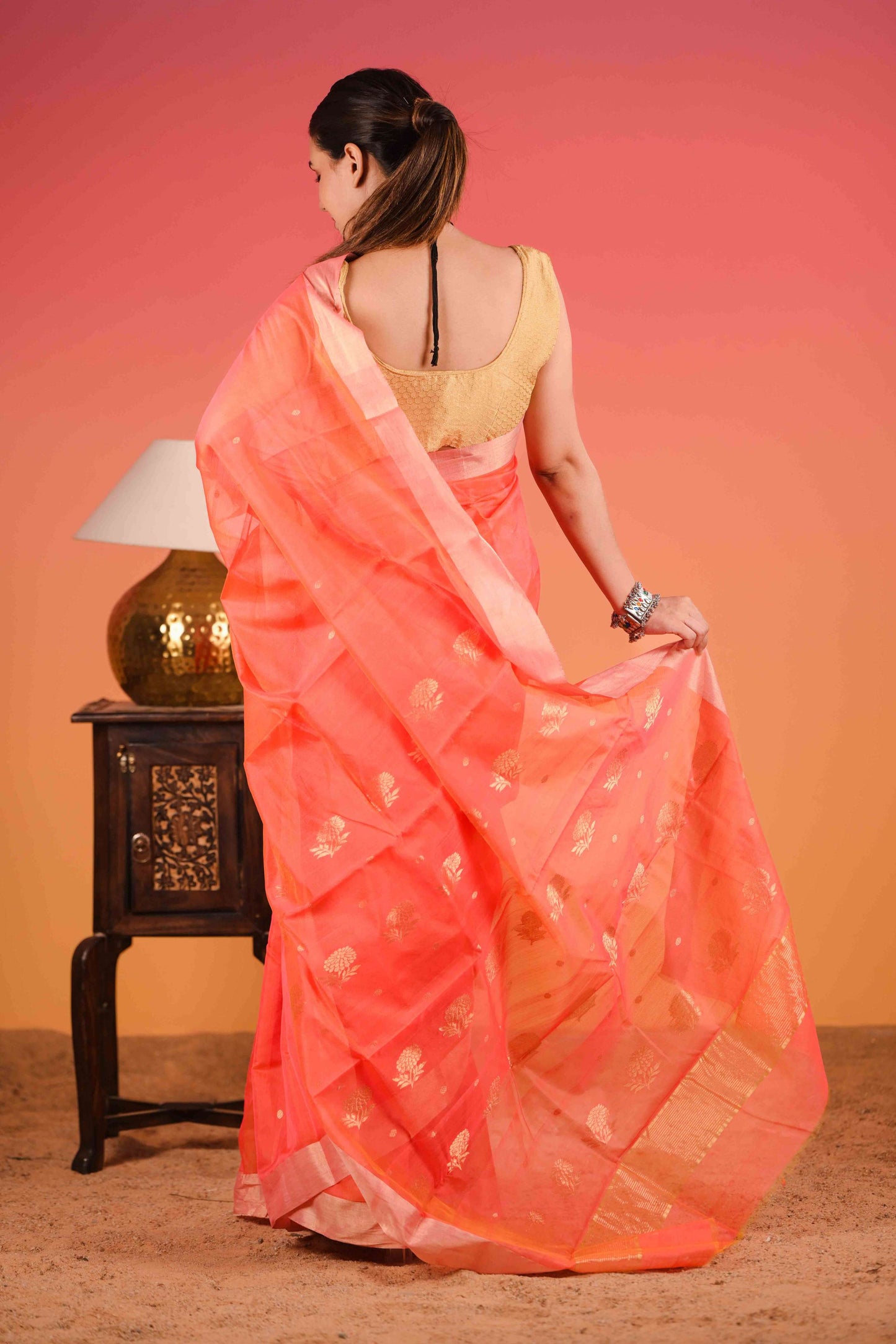 Aruna Nila Chanderi Cotton Silk Saree