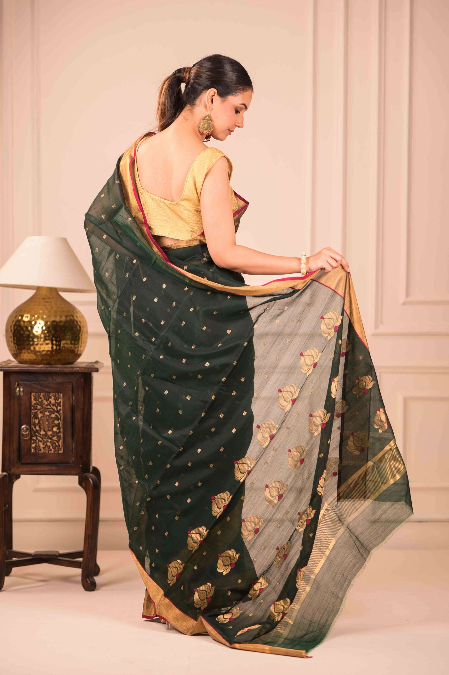 Puṣpa Gahana Chanderi Cotton Silk Saree