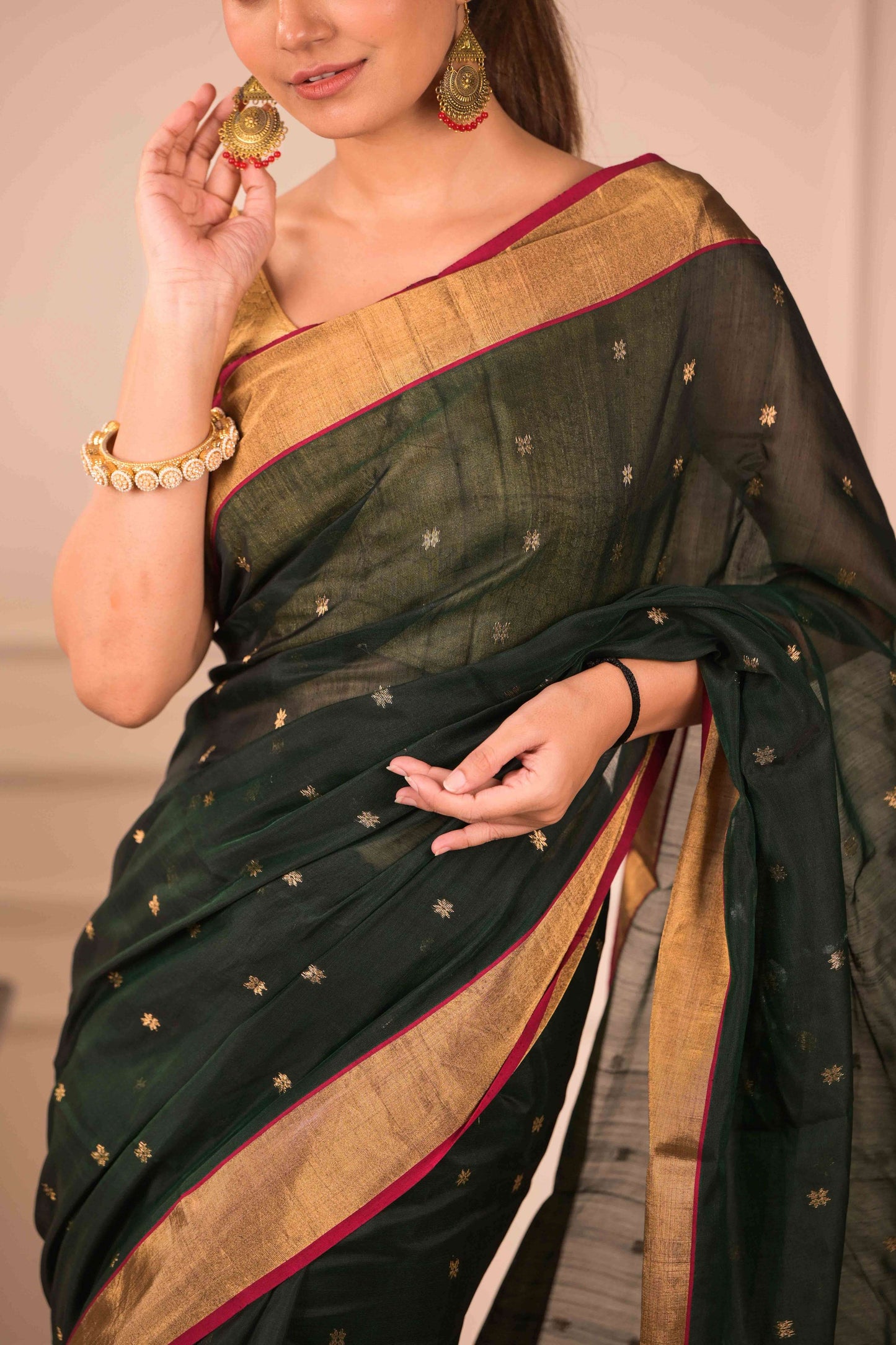 Puṣpa Gahana Chanderi Cotton Silk Saree