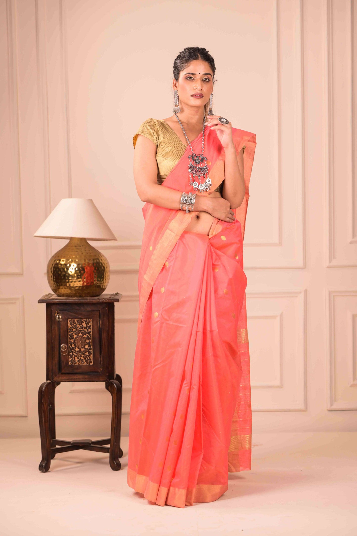 Kesari Jyoti Chanderi Cotton Silk Saree