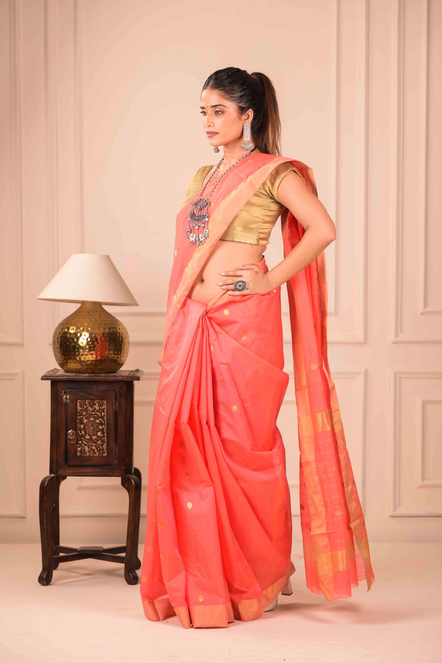 Pushp Tara Chanderi Cotton Silk Saree