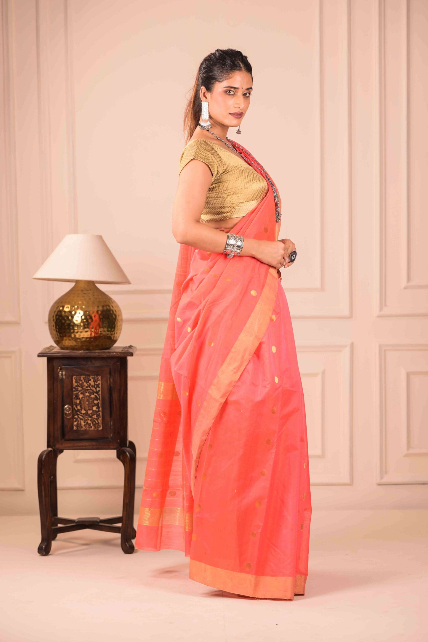 Kesari Jyoti Chanderi Cotton Silk Saree