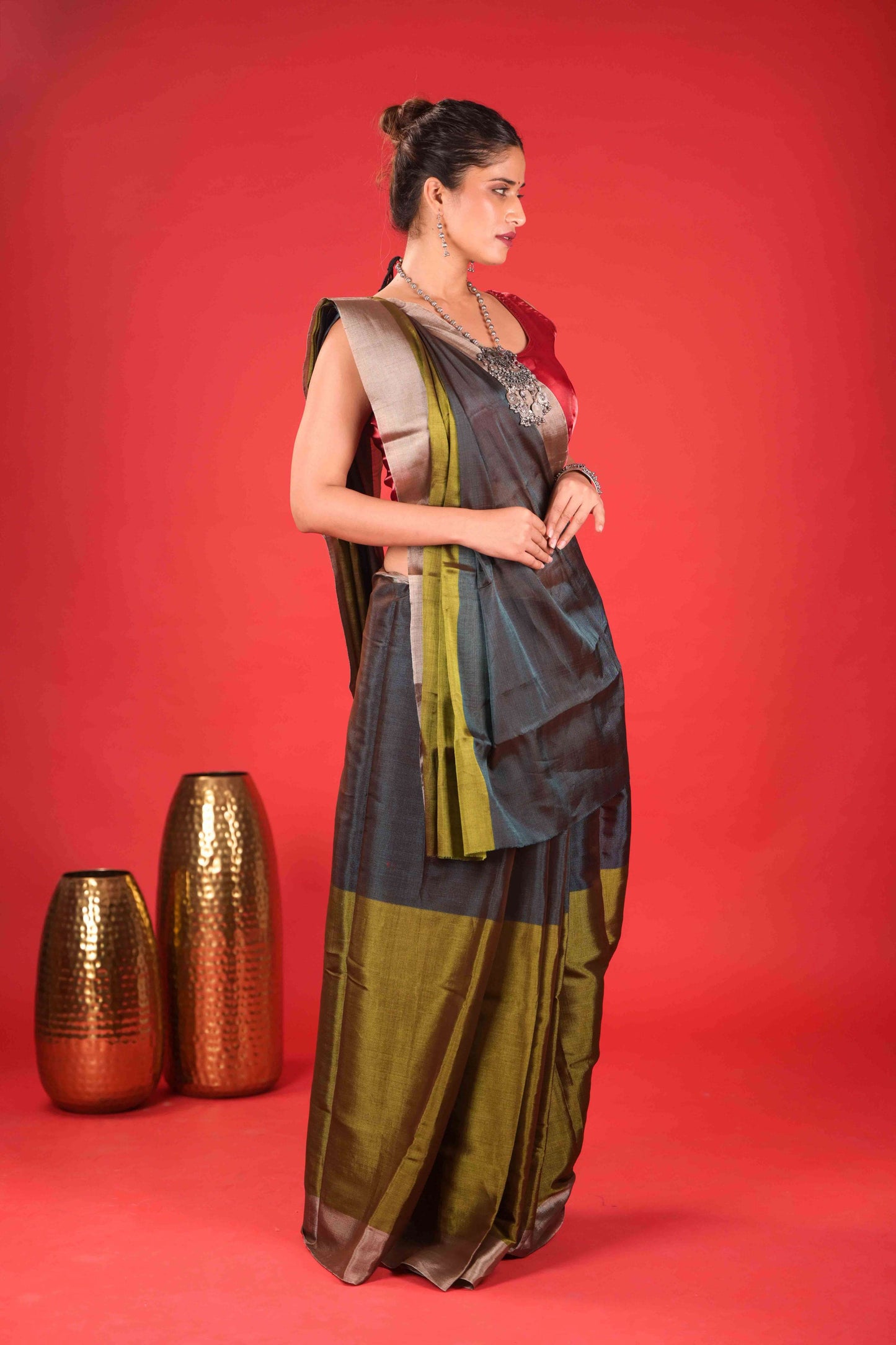 Anandi Hema Dual Chanderi Tissue Saree