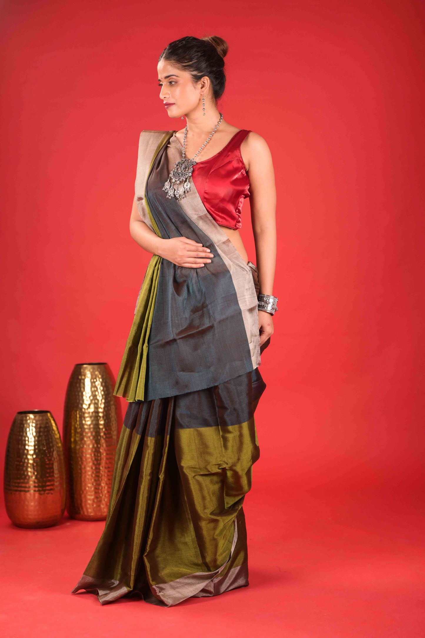 Anandi Hema Dual Chanderi Tissue Saree