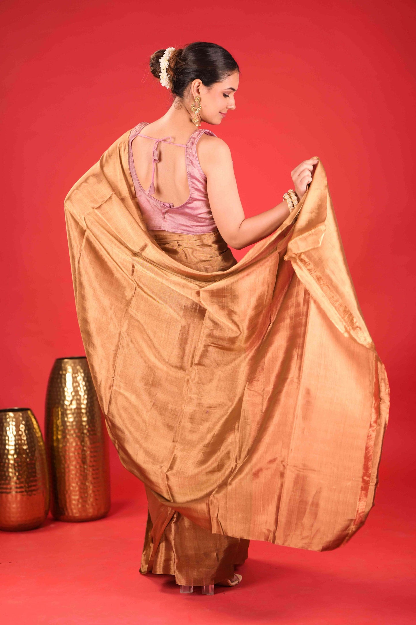 Hema Rosa Chanderi Tissue Saree