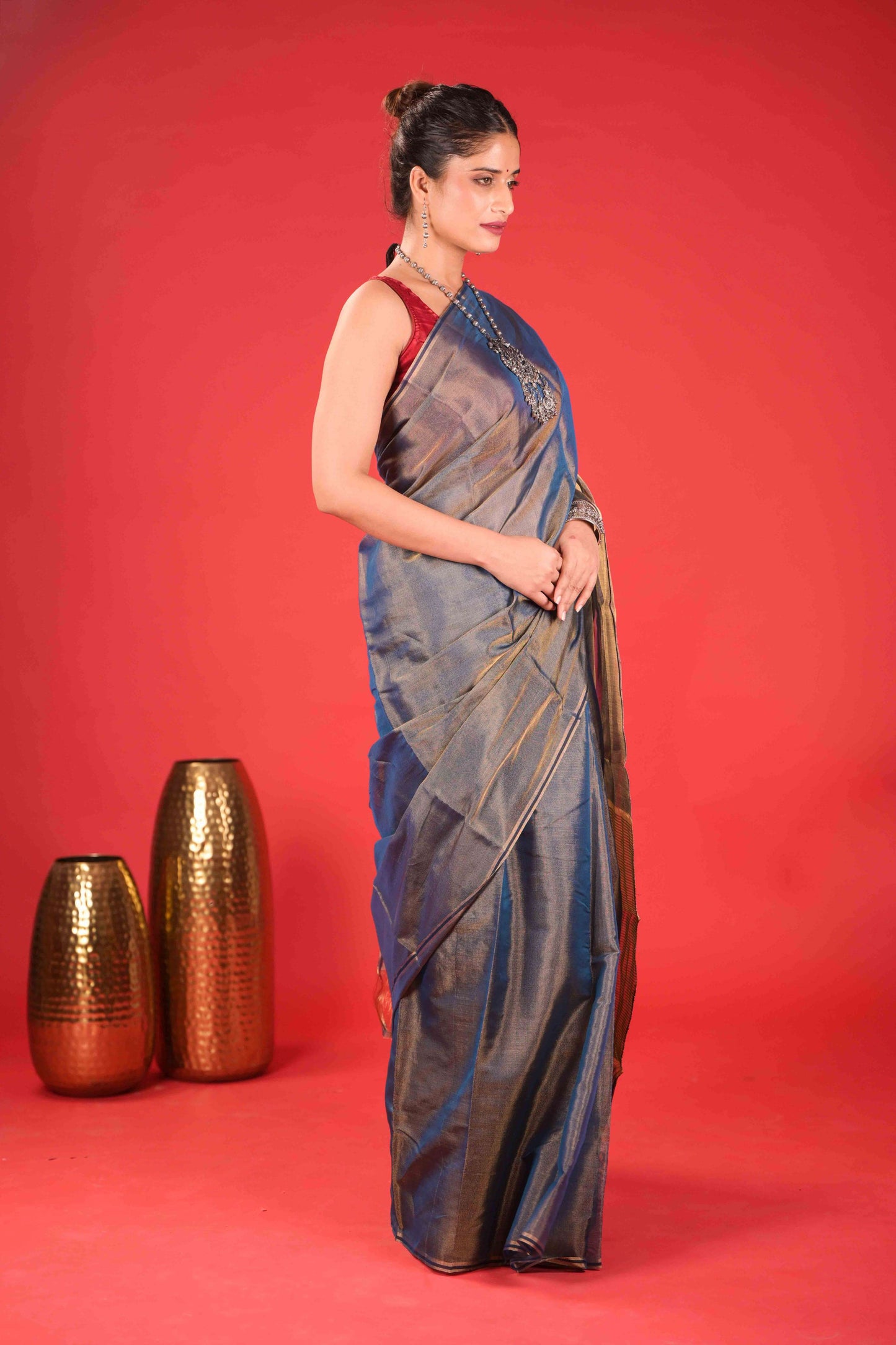 Svarnim Neelambari Chanderi Tissue Saree