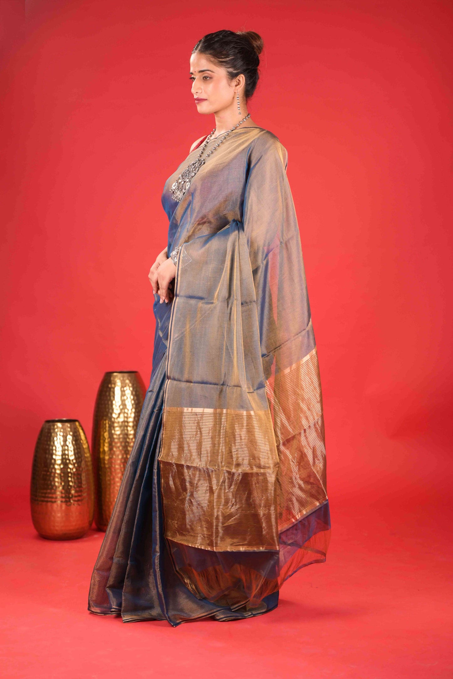 Svarnim Neelambari Chanderi Tissue Saree