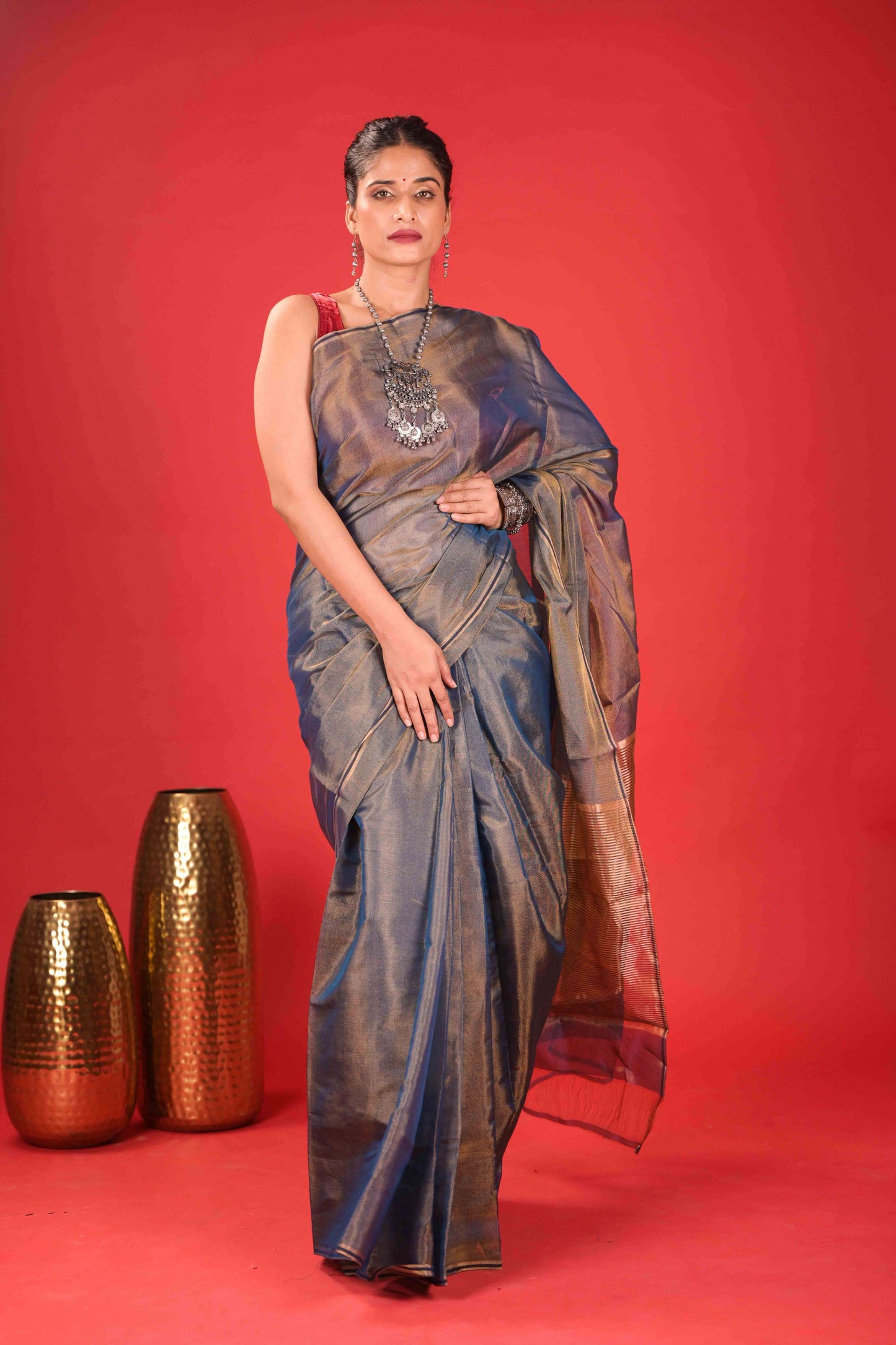 Svarnim Neelambari Chanderi Tissue Saree