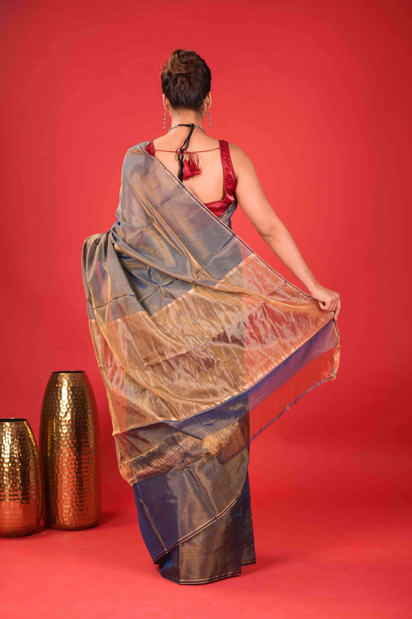 Svarnim Neelambari Chanderi Tissue Saree
