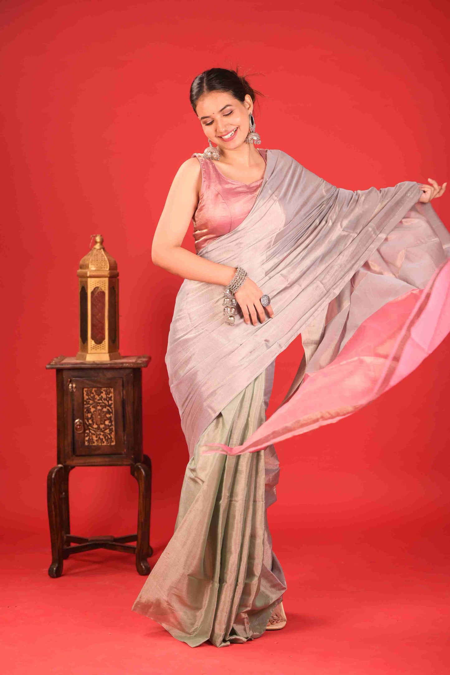 Gulaab-e-Pista Chanderi Tissue Saree