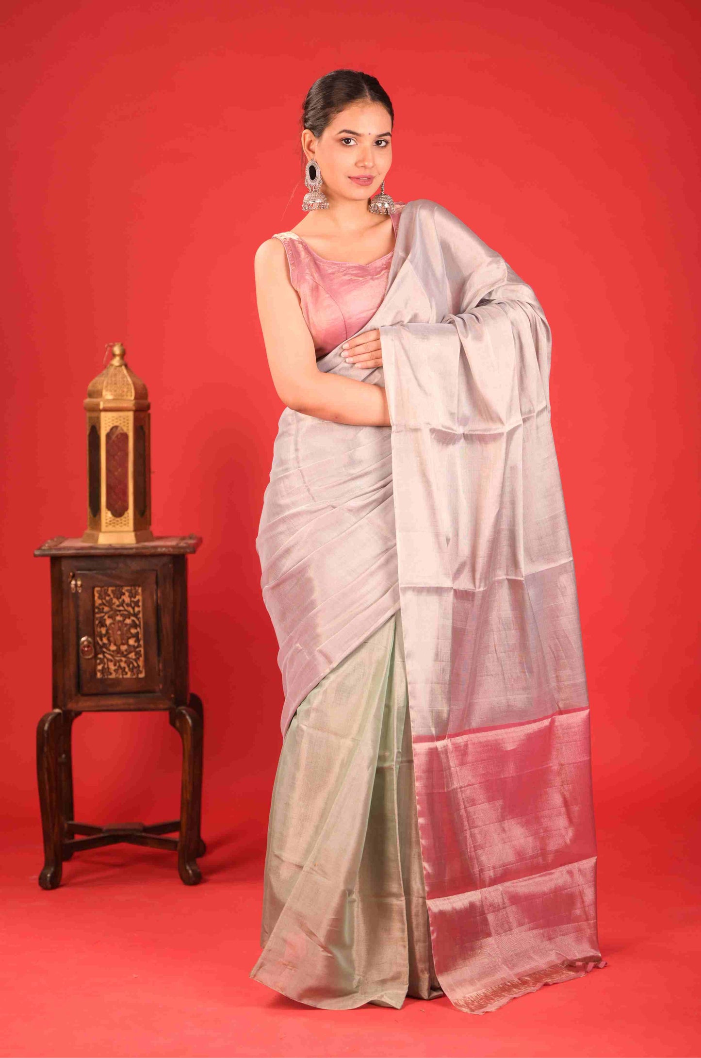 Gulaab-e-Pista Chanderi Tissue Saree