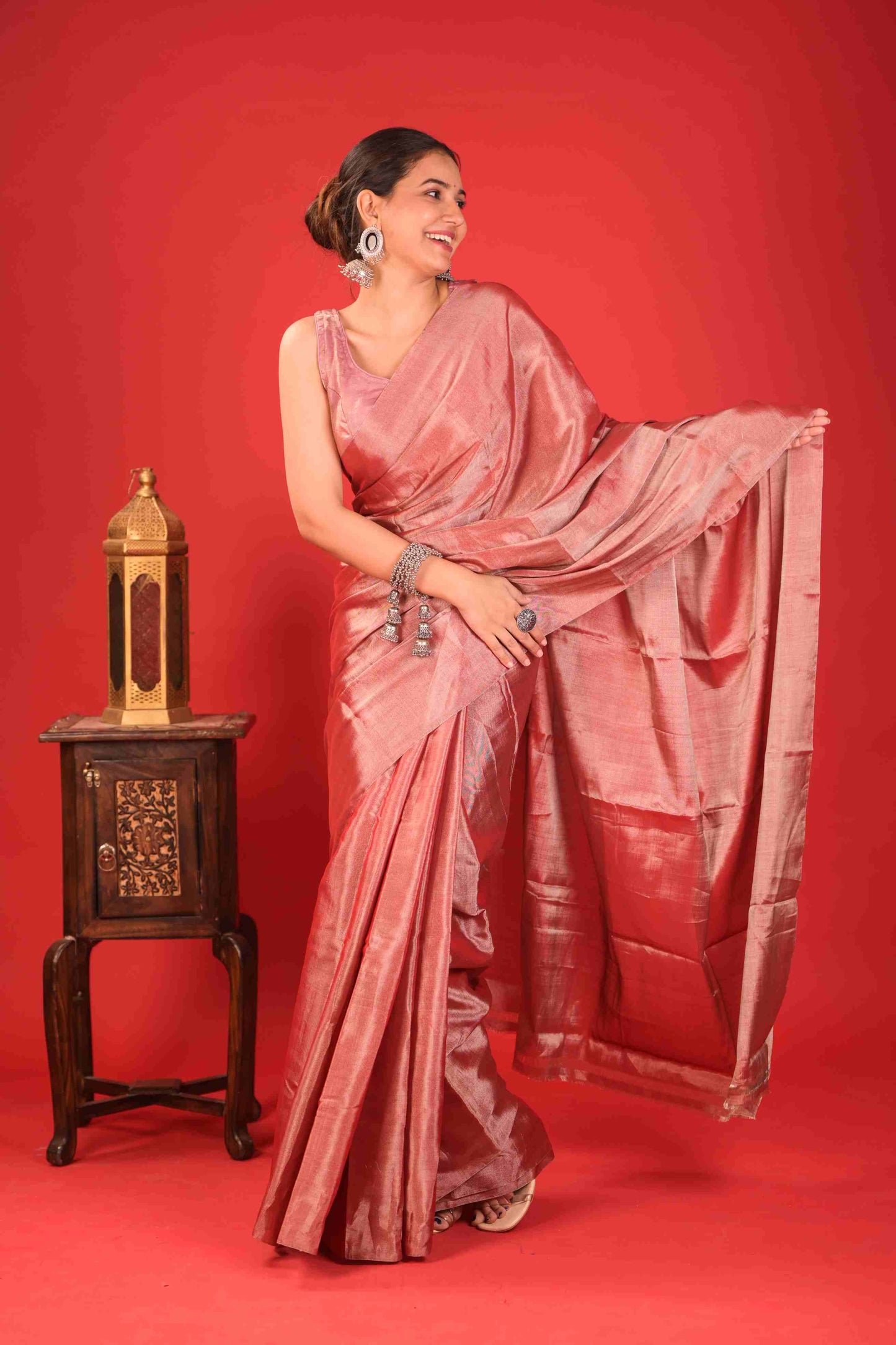 Gulabi Kainnat Chanderi Tissue Saree