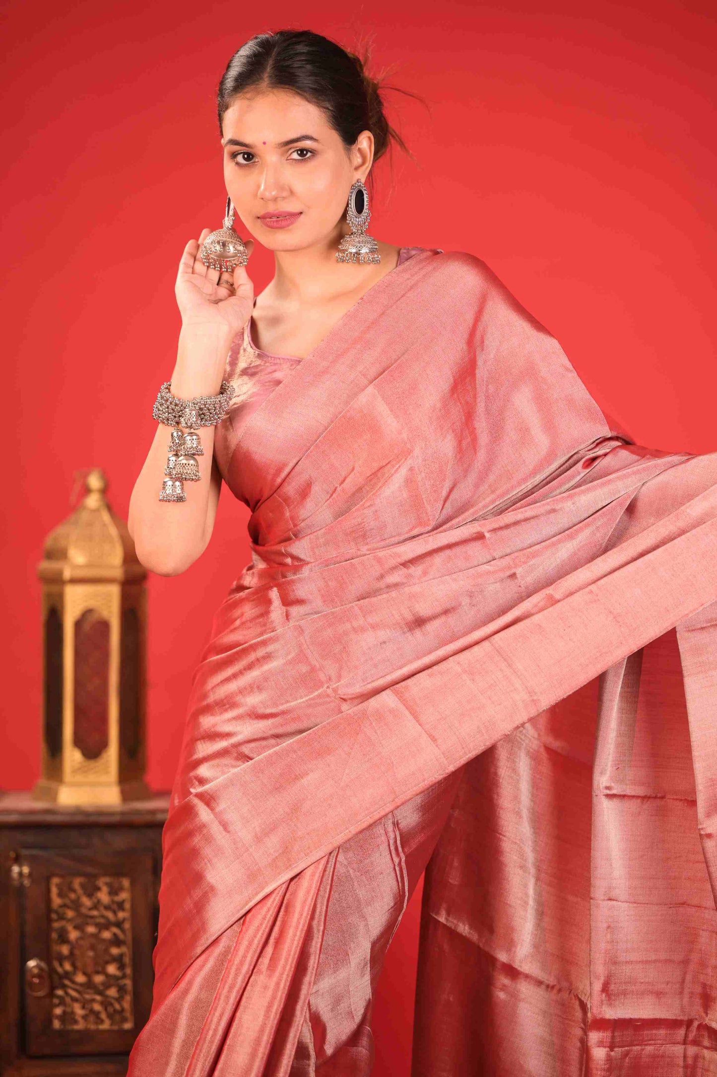 Gulabi Kainnat Chanderi Tissue Saree