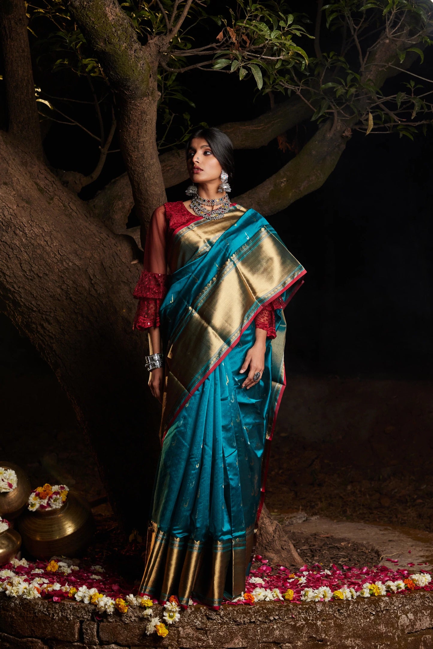Falak Kanchi Border Pure Silk Chanderi Saree