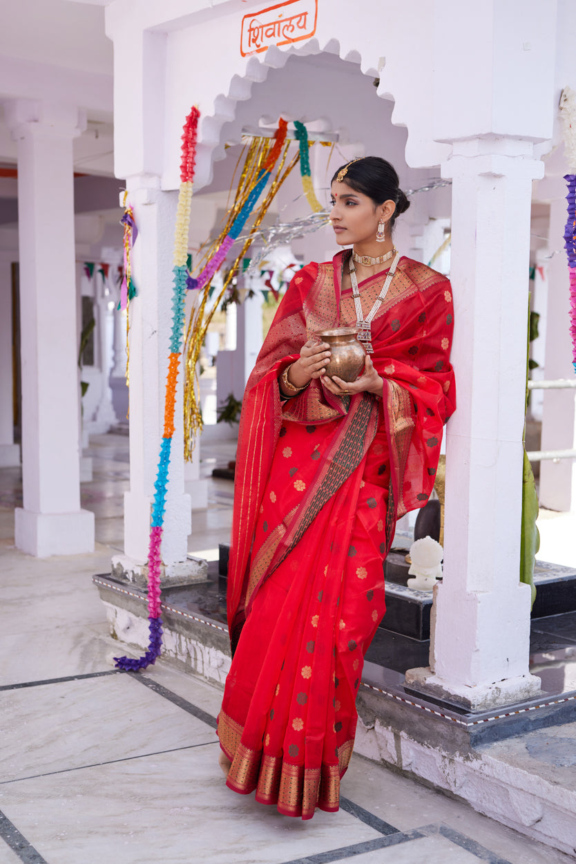 Ruhani Laalima Pattu Silk Chanderi Saree