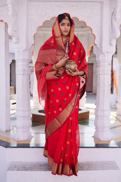 Ruhani Laalima Pattu Silk Chanderi Saree