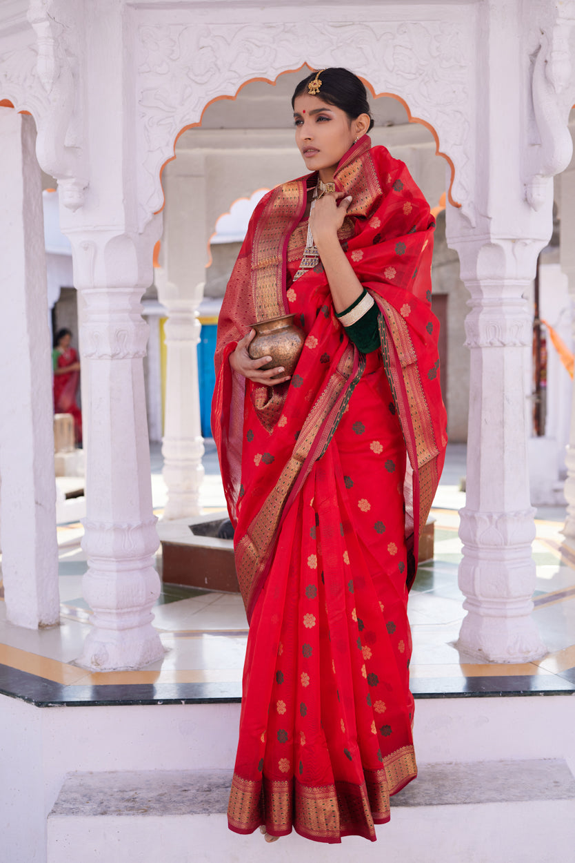 Ruhani Laalima Pattu Silk Chanderi Saree
