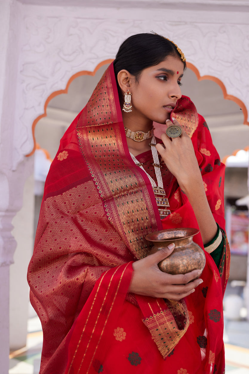 Ruhani Laalima Pattu Silk Chanderi Saree