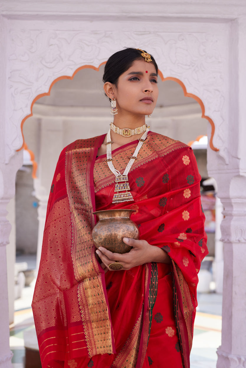 Ruhani Laalima Pattu Silk Chanderi Saree
