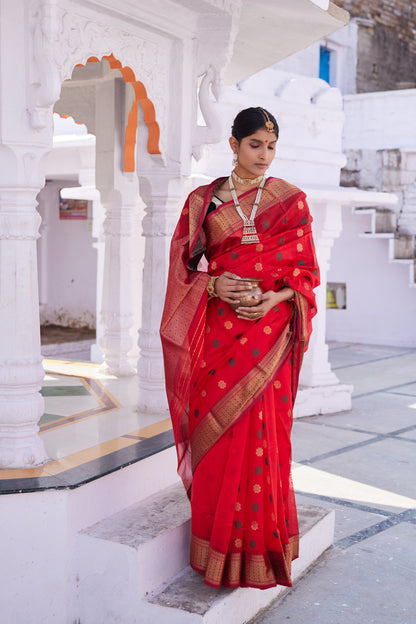 Ruhani Laalima Pattu Silk Chanderi Saree