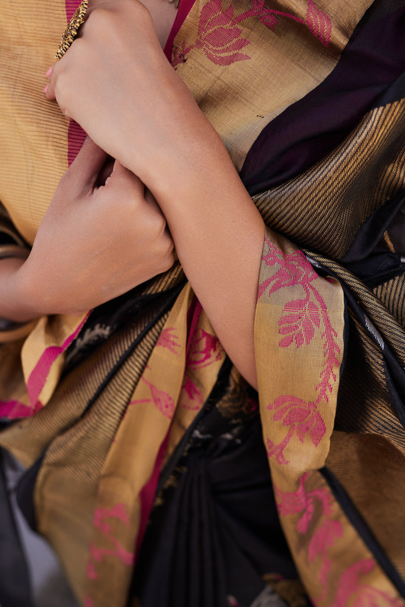 Siyahi Shringar Pattu Silk Chanderi Saree