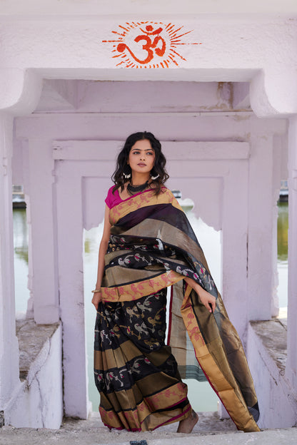 Siyahi Shringar Pattu Silk Chanderi Saree