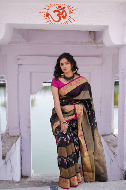 Siyahi Shringar Pattu Silk Chanderi Saree