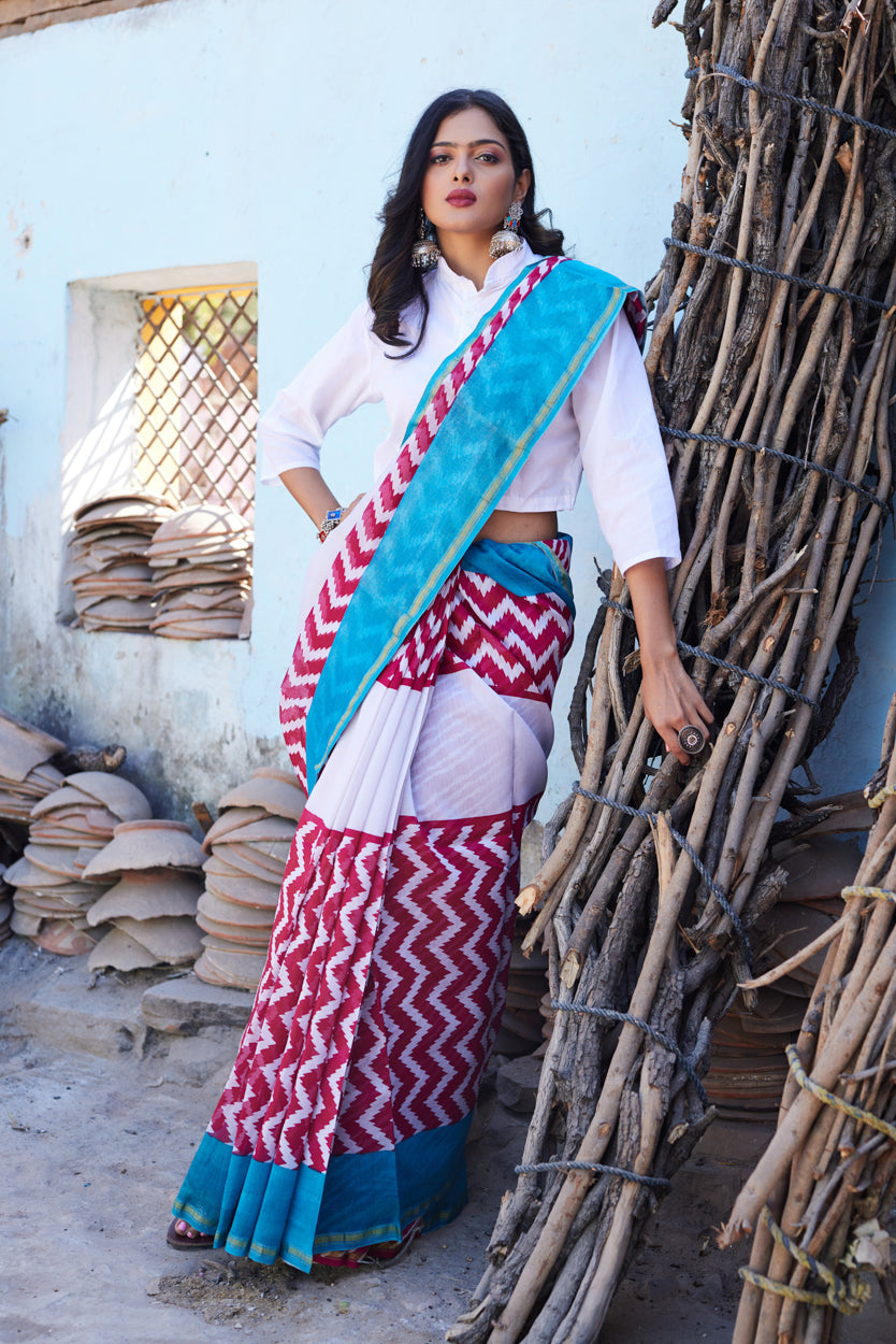 Shwet Kavya Cotton Silk Chanderi Saree