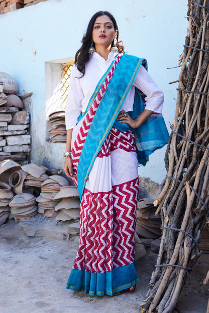 Shwet Kavya Cotton Silk Chanderi Saree