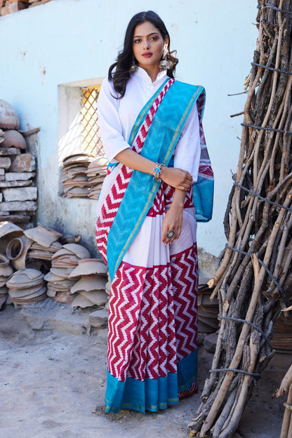 Shwet Kavya Cotton Silk Chanderi Saree