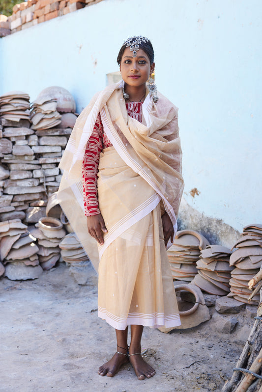 Noorani Dhaga Cotton Silk Chanderi Saree