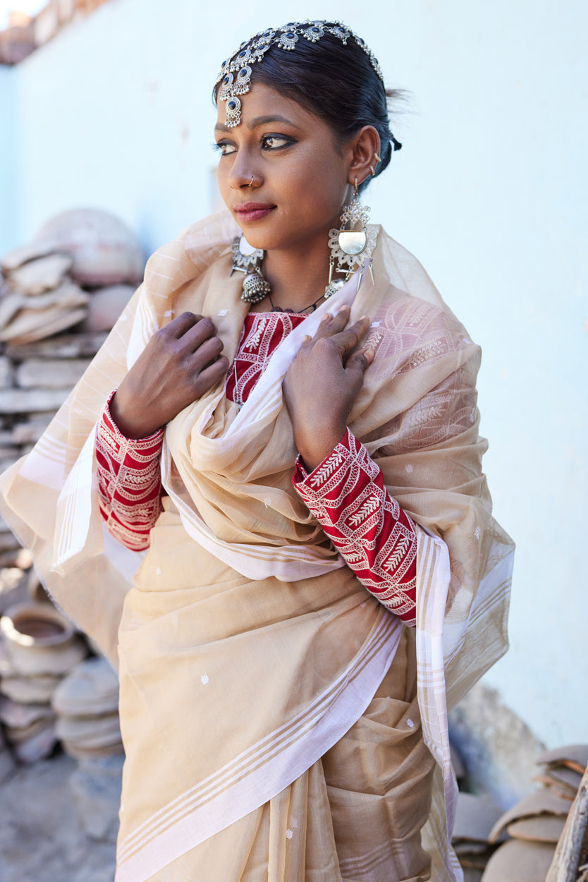 Noorani Dhaga Cotton Silk Chanderi Saree