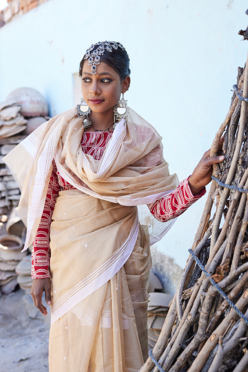 Noorani Dhaga Cotton Silk Chanderi Saree