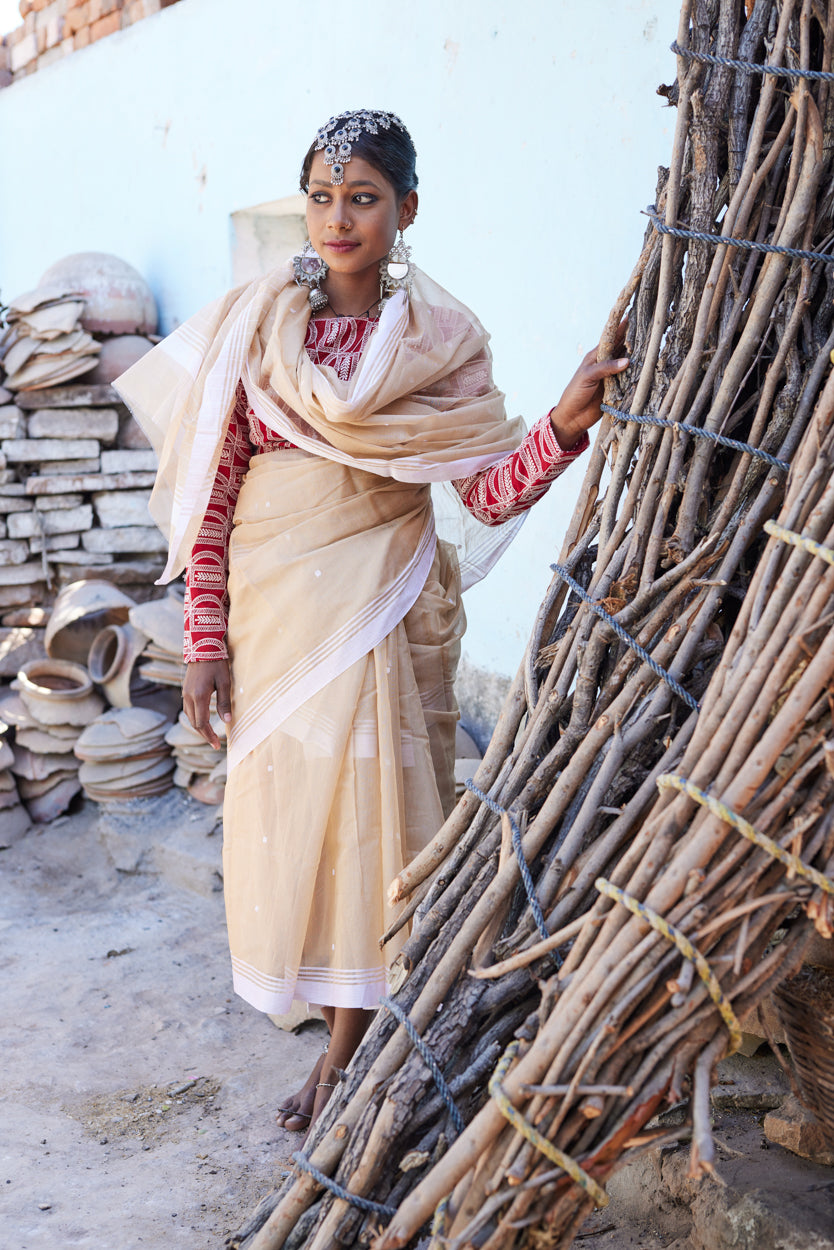 Noorani Dhaga Cotton Silk Chanderi Saree
