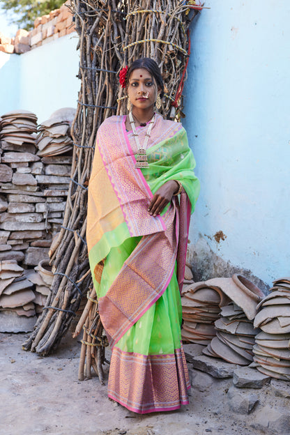 Sanskruti Sutra Kattan Silk Chanderi Saree