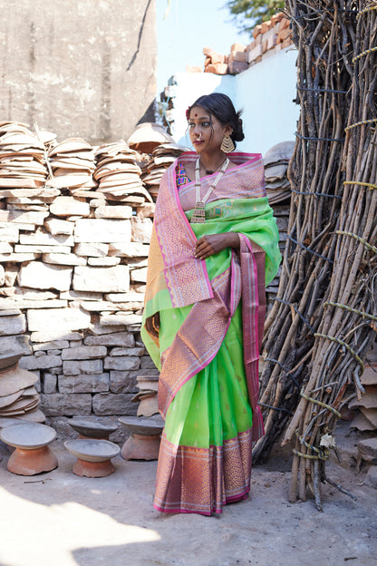 Sanskruti Sutra Kattan Silk Chanderi Saree