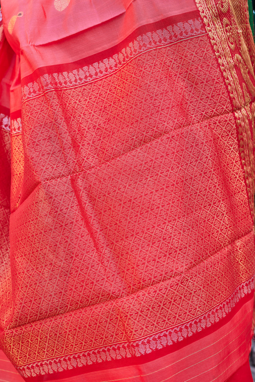 Surkh Gehna Pattu Silk Chanderi Saree