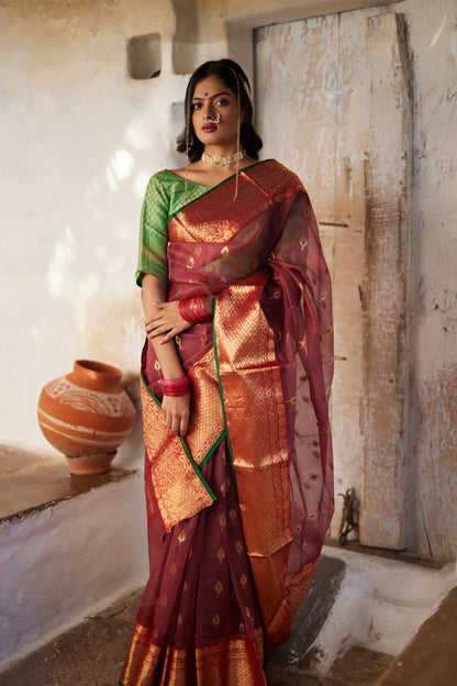 Mrinalika Kattan Silk Chanderi Saree