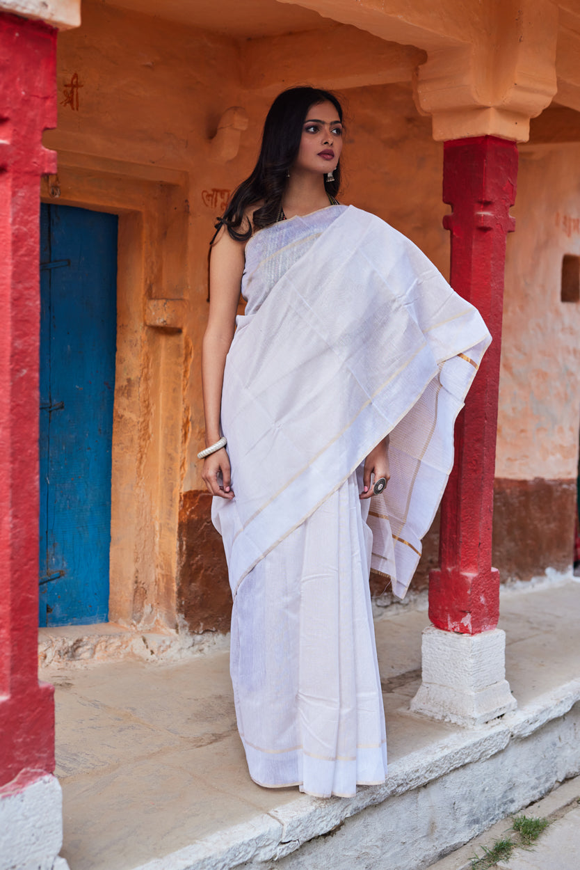 Kora Kavya Tissue Silk Chanderi Saree