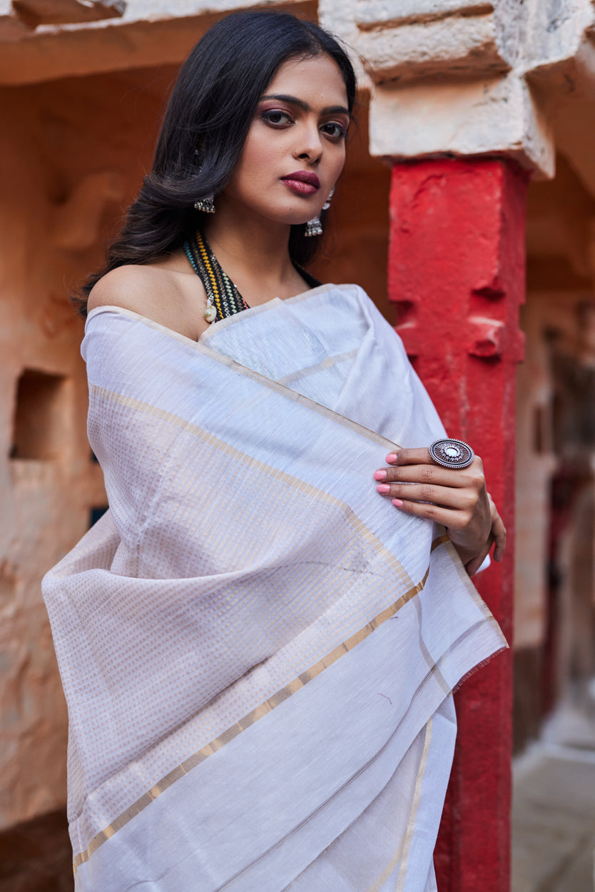 Kora Kavya Tissue Silk Chanderi Saree