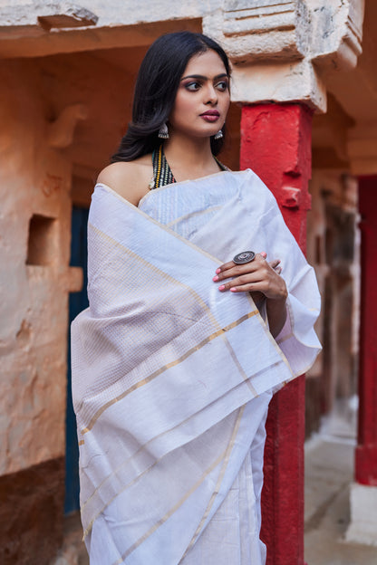 Kora Kavya Tissue Silk Chanderi Saree