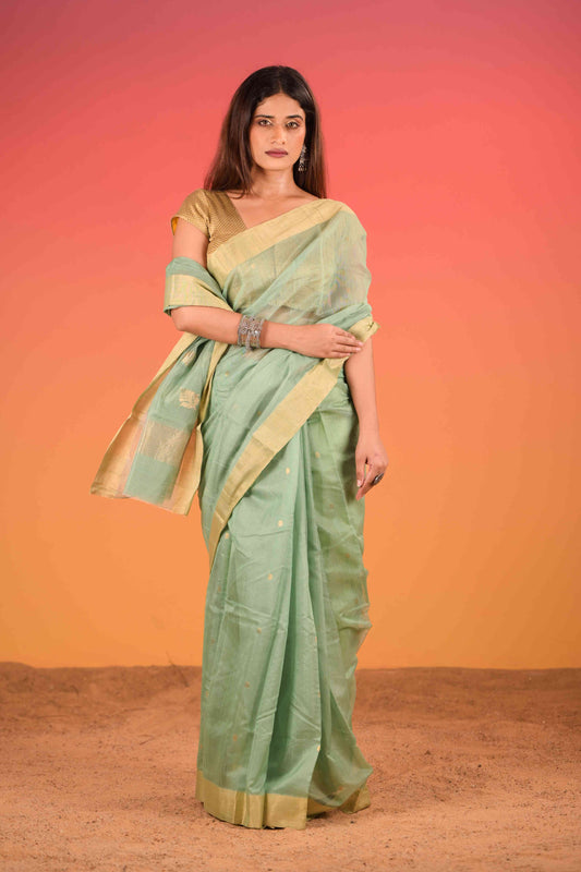 Zareen Hariyali Chanderi Cotton Silk Saree
