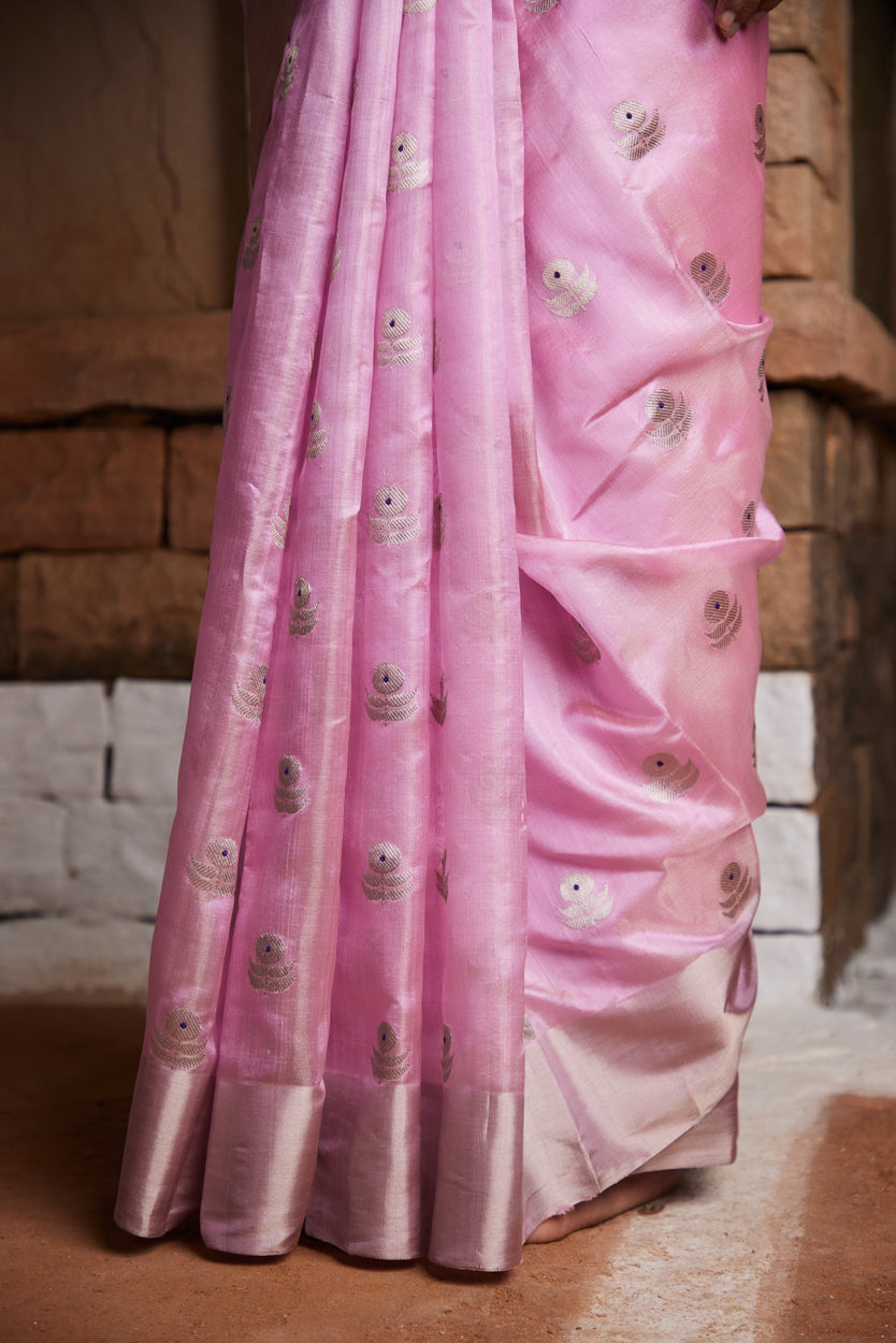 Gulabi Guldasta Meenakari Pure Silk Chanderi Saree